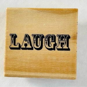 Wooden Rubber Stamp Word Laugh Stamp Arts Scrapbooking Stamping 2.75 x 0.75 Inch